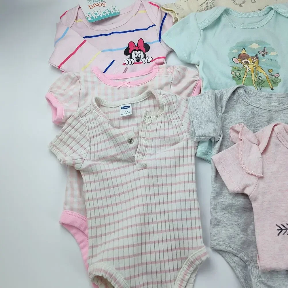 Baby Girl 3-6M Pastel Bodysuit Bundle 9 Pcs Disney & More